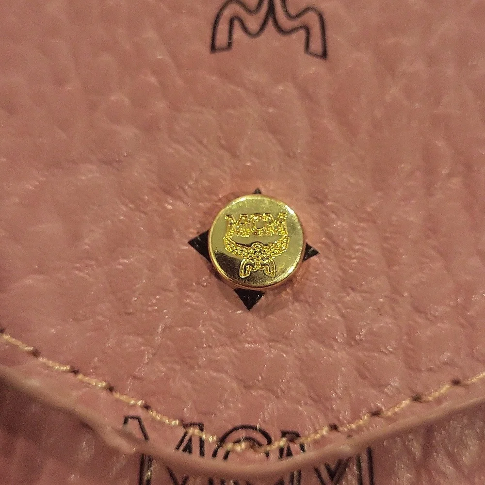 MCM Pink Duo  Logo Envelope Clutch New And Boxed Leather Unbraided Chain